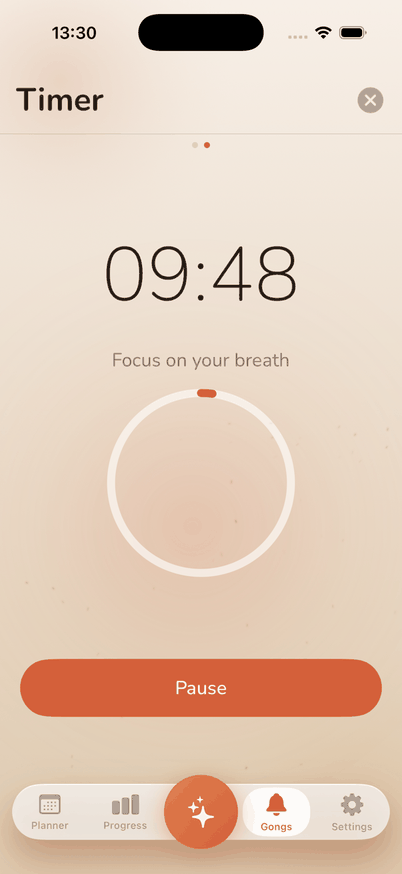Vivana meditation timer running